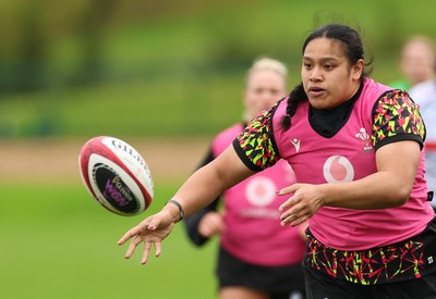 140426 - Wales Women Rugby Training - Sisilia Tuipulotu during a rugby training session ahead of the Women’s 6 Nations match against France