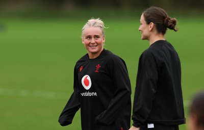 140426 - Wales Women Rugby Training - Seren Singleton and Jasmine Joyce during a rugby training session ahead of the Women’s 6 Nations match against France