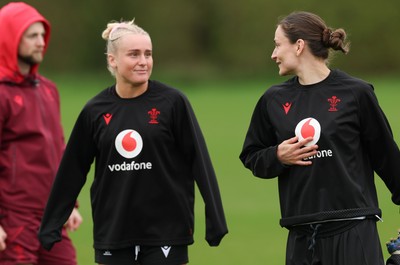 140426 - Wales Women Rugby Training - Seren Singleton and Jasmine Joyce during a rugby training session ahead of the Women’s 6 Nations match against France