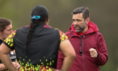 140426 - Wales Women Rugby Training - Steve Salvin, Wales Women interim forwards coach during a rugby training session ahead of the Women’s 6 Nations match against France