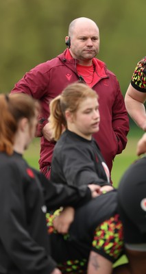 140426 - Wales Women Rugby Training - Sean Lynn, Wales Women head coach during a rugby training session ahead of the Women’s 6 Nations match against France