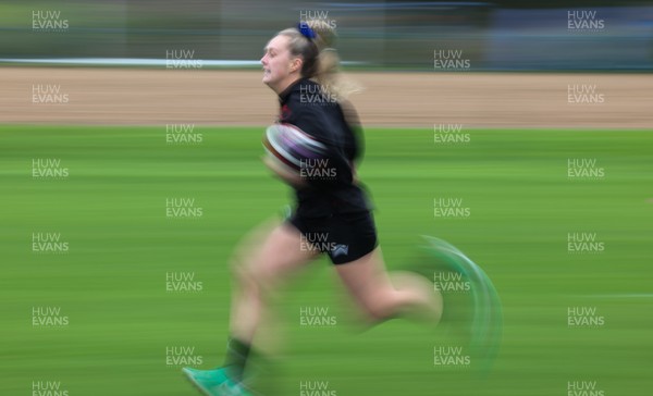 140426 - Wales Women Rugby Training - Hannah Dallavalle during a rugby training session ahead of the Women’s 6 Nations match against France