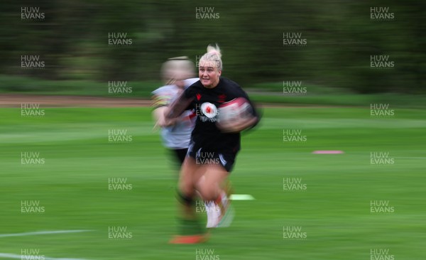 140426 - Wales Women Rugby Training - Seren Singleton during a rugby training session ahead of the Women’s 6 Nations match against France
