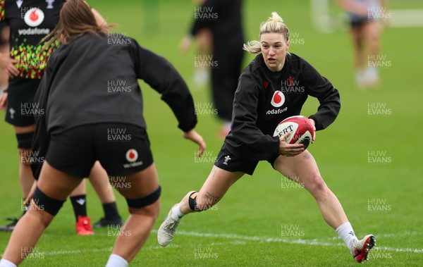 140426 - Wales Women Rugby Training - Keira Bevan during a rugby training session ahead of the Women’s 6 Nations match against France