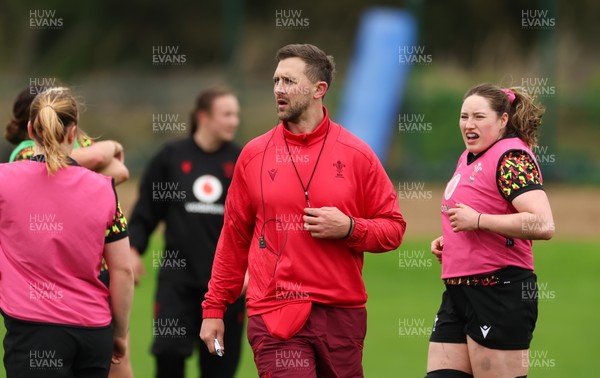 140426 - Wales Women Rugby Training - Ashley Beck, Wales Women interim attack coach during a rugby training session ahead of the Women’s 6 Nations match against France