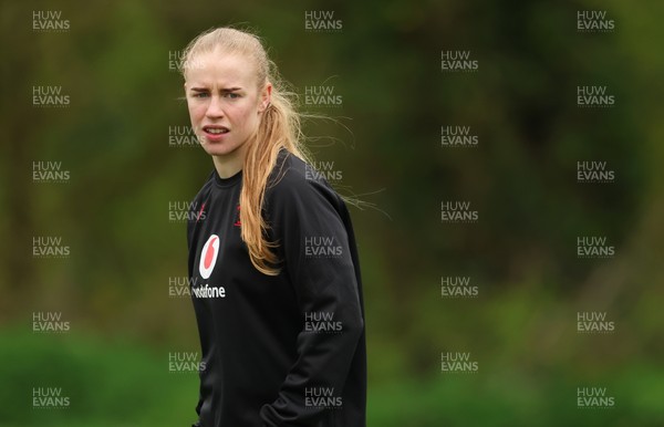 140426 - Wales Women Rugby Training - Catherine Richards during a rugby training session ahead of the Women’s 6 Nations match against France