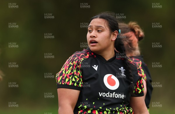 140426 - Wales Women Rugby Training - Sisilia Tuipulotu during a rugby training session ahead of the Women’s 6 Nations match against France