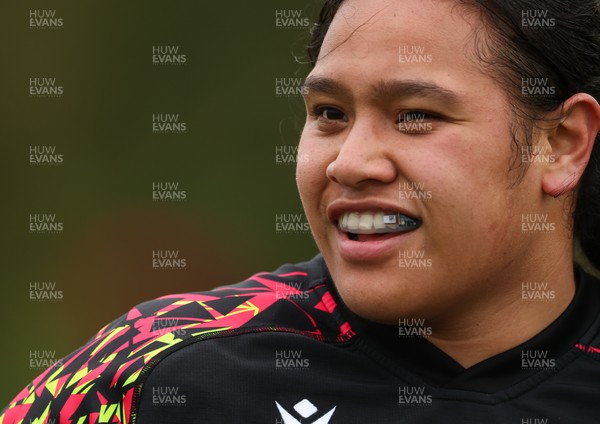 140426 - Wales Women Rugby Training - Sisilia Tuipulotu during a rugby training session ahead of the Women’s 6 Nations match against France