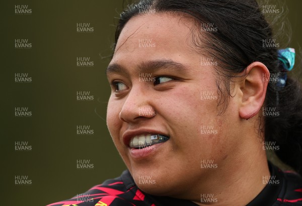 140426 - Wales Women Rugby Training - Sisilia Tuipulotu during a rugby training session ahead of the Women’s 6 Nations match against France