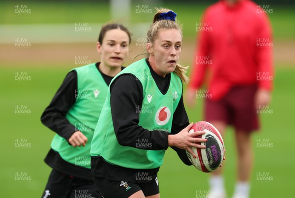 140426 - Wales Women Rugby Training - Hannah Dallavalle during a rugby training session ahead of the Women’s 6 Nations match against France