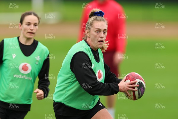 140426 - Wales Women Rugby Training - Hannah Dallavalle during a rugby training session ahead of the Women’s 6 Nations match against France