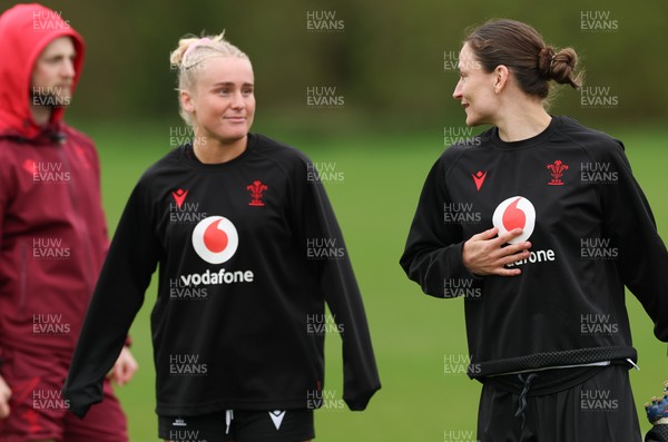 140426 - Wales Women Rugby Training - Seren Singleton and Jasmine Joyce during a rugby training session ahead of the Women’s 6 Nations match against France