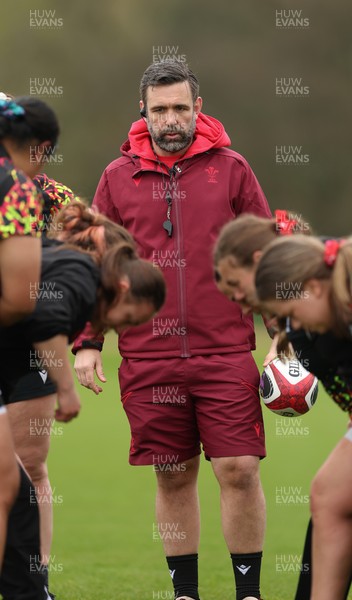 140426 - Wales Women Rugby Training - Steve Salvin, Wales Women interim forwards coach during a rugby training session ahead of the Women’s 6 Nations match against France