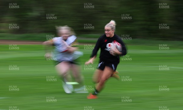 140426 - Wales Women Rugby Training - Seren Singleton during a rugby training session ahead of the Women’s 6 Nations match against France