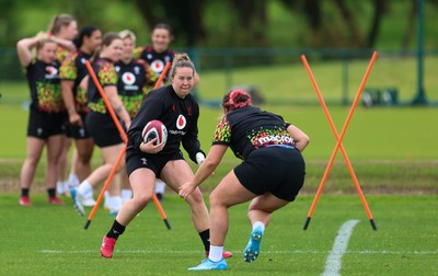 140526 - Wales Women Rugby Training - Katherine Baverstock during a rugby training session ahead of their final Women’s 6 Nations match against Italy