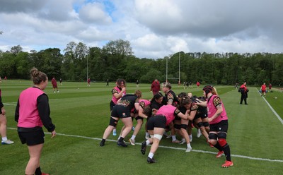 140526 - Wales Women Rugby Training - The Wales Womens squad during a rugby training session ahead of their final Women’s 6 Nations match against Italy