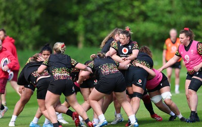 140526 - Wales Women Rugby Training - The Wales squad during a rugby training session ahead of their final Women’s 6 Nations match against Italy
