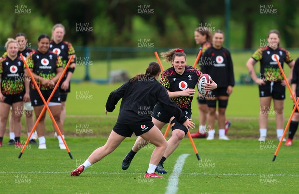 140526 - Wales Women Rugby Training - Gwenllian Pyrs warms up during a rugby training session ahead of their final Women’s 6 Nations match against Italy