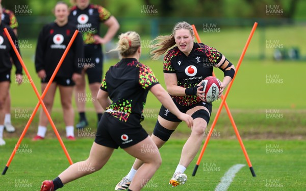 140526 - Wales Women Rugby Training - Alaw Pyrs warms up during a rugby training session ahead of their final Women’s 6 Nations match against Italy