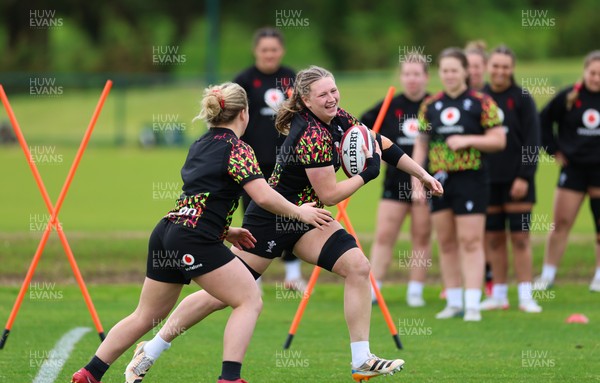 140526 - Wales Women Rugby Training - Alaw Pyrs warms up during a rugby training session ahead of their final Women’s 6 Nations match against Italy
