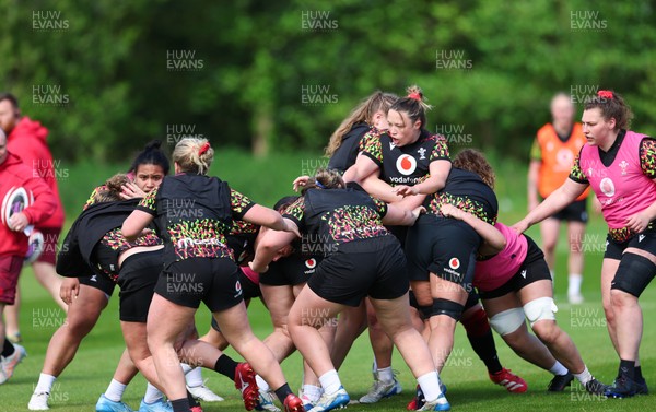 140526 - Wales Women Rugby Training - The Wales squad during a rugby training session ahead of their final Women’s 6 Nations match against Italy