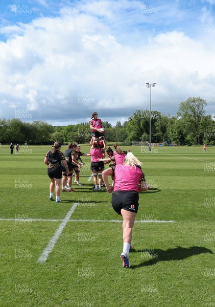 140526 - Wales Women Rugby Training - The Wales squad during a rugby training session ahead of their final Women’s 6 Nations match against Italy