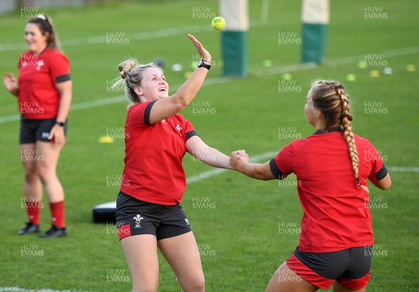 140920 - Wales Women Rugby Training - Alex Callender and Manon Johnes during training