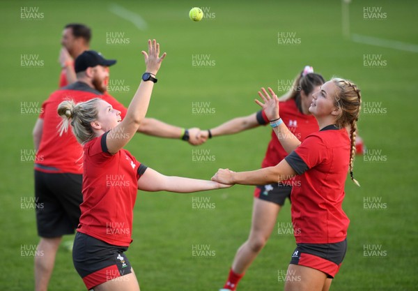 140920 - Wales Women Rugby Training - Alex Callender and Manon Johnes during training