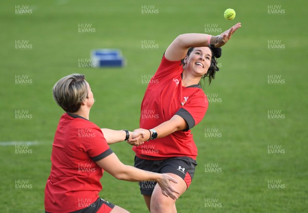 140920 - Wales Women Rugby Training - Robyn Lock and Shona Powell Hughes during training