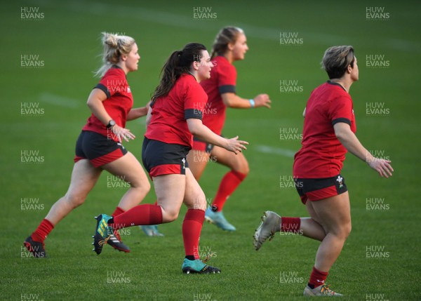 140920 - Wales Women Rugby Training - Alex Callender, Laura Bleehen, Manon Johnes and Robyn Lock during training