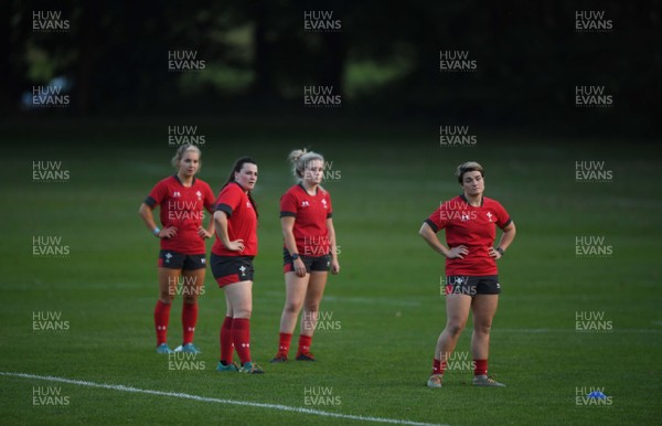 140920 - Wales Women Rugby Training - Manon Johnes, Laura Bleehen, Alex Callender and Robyn Lock during training