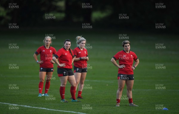 140920 - Wales Women Rugby Training - Manon Johnes, Laura Bleehen, Alex Callender and Robyn Lock during training
