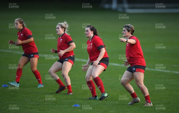 140920 - Wales Women Rugby Training - Manon Johnes, Alex Callender, Laura Bleehen and Robyn Lock during training