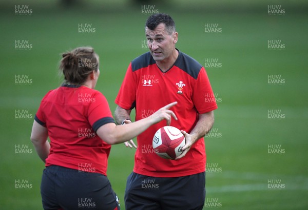 140920 - Wales Women Rugby Training - Caryl Thomas and Geraint Lewis during training