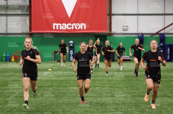 140923 - Wales Women Rugby Training Session - Hannah Jones, Jazz Joyce and Robyn Wilkins during training session
