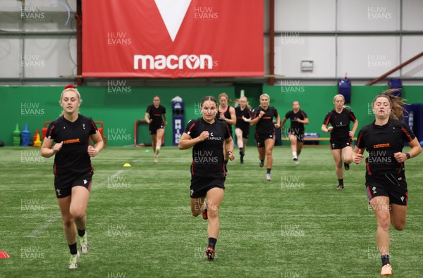 140923 - Wales Women Rugby Training Session - Hannah Jones, Jazz Joyce and Robyn Wilkins during training session