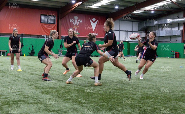 140923 - Wales Women Rugby Training Session - The Wales women squad run through skill sets during training session
