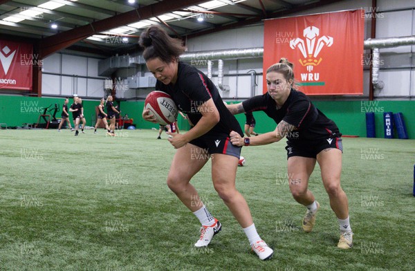 140923 - Wales Women Rugby Training Session - Megan Davies and Keira Bevan during training session