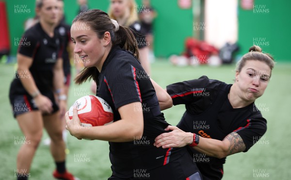 140923 - Wales Women Rugby Training Session - Nel Metcalfe and Keira Bevan during training session