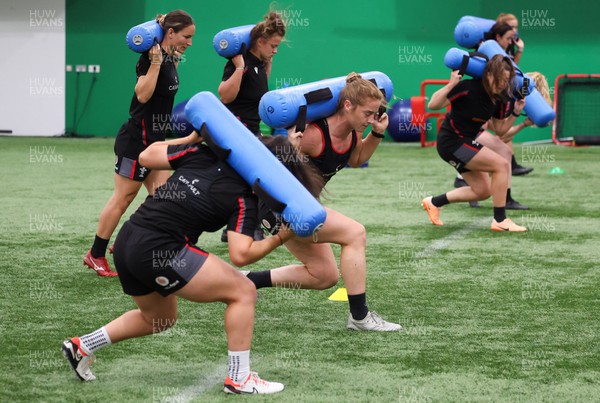 140923 - Wales Women Rugby Training Session - The Wale women squad run through conditioning sets during training session