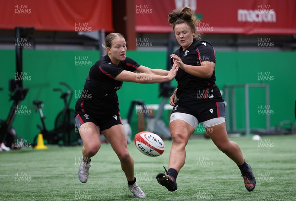 140923 - Wales Women Rugby Training Session - Carys Cox and Lleucu George during training session