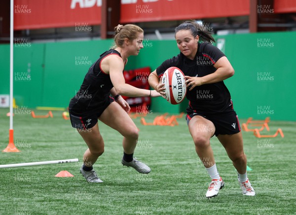 140923 - Wales Women Rugby Training Session - Megan Davies takes on Lisa Neumann during training session