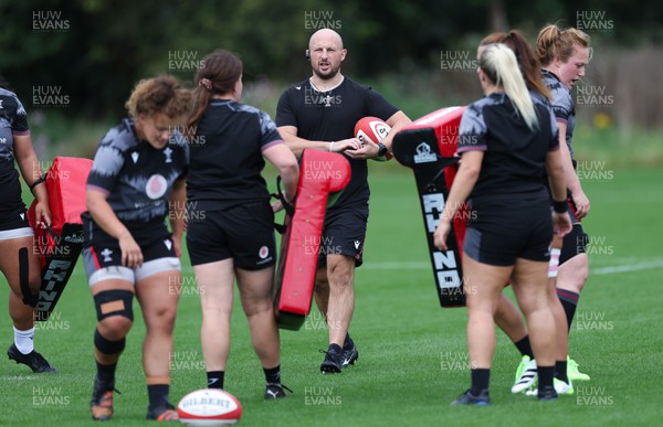140923 - Wales Women Rugby Training Session - Forwards coach Mike Hill during training session