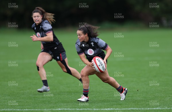 140923 - Wales Women Rugby Training Session - Megan Davies with Robyn Wilkins during training session