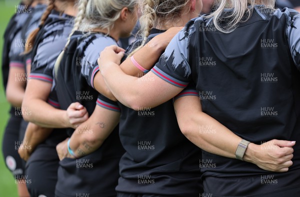 140923 - Wales Women Rugby Training Session - The Wales Women team bind together during training session