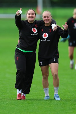 140926 Wales Women Rugby Training Session - Katherine Baverstock and Nikita Prothero during a rugby training session ahead of the WXV matches against South Africa and USA