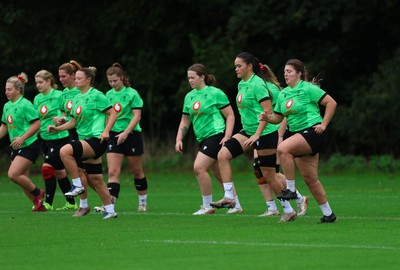 140926 Wales Women Rugby Training Session - The Wales Women squad during a rugby training session ahead of the WXV matches against South Africa and USA