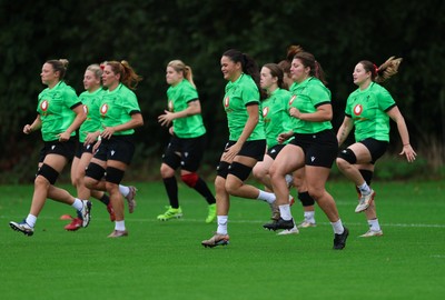 140926 Wales Women Rugby Training Session - The Wales Women squad during a rugby training session ahead of the WXV matches against South Africa and USA