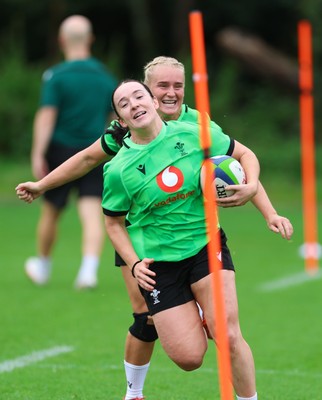 140926 Wales Women Rugby Training Session - Sian Jones and Seren Singleton during a rugby training session ahead of the WXV matches against South Africa and USA