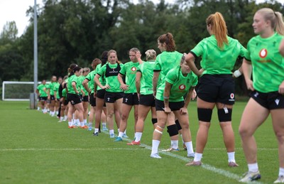 140926 Wales Women Rugby Training Session - The Wales Women squad during a rugby training session ahead of the WXV matches against South Africa and USA